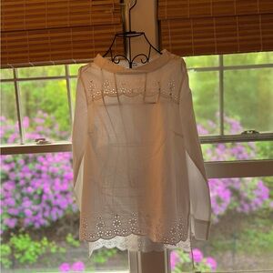 J Crew | Elegant White Eyelet Blouse size 10